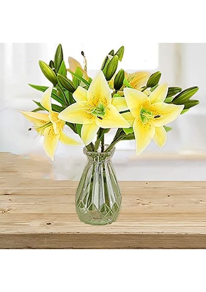 Yapay Çiçekler 5 Adet 5 Tomurcuklu Yapay Zambak Sarı (Yurt Dışından)