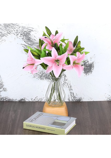 Yapay Çiçekler 5 Adet 5 Tomurcuklu Yapay Zambak Açık Pembe (Yurt Dışından) fiyatları