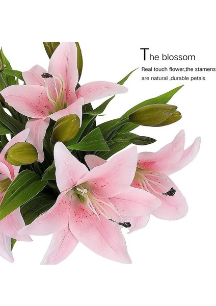 Yapay Çiçekler 5 Adet 5 Tomurcuklu Yapay Zambak Açık Pembe (Yurt Dışından) modelleri