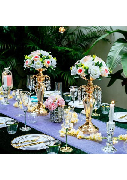 6 Adet Yapay Çiçek, 15 Plastik Gül Başı Pembe & Beyaz Şampanya (Yurt Dışından) modelleri