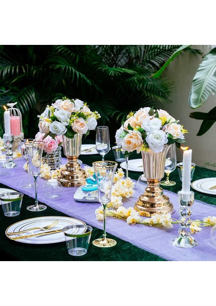 10 Adet Yapay Çiçek, 15 Tabanlı Plastik Gül Başlığı Şampanya ve Beyaz (Yurt Dışından) indirimleri