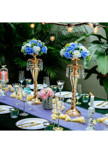 2 Adet Yapay Çiçek, 15 Plastik Gül Başlığı, Tabanlı Mavi&beyaz (Yurt Dışından) fırsatları