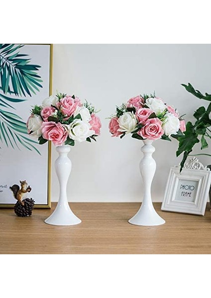 2 Adet Yapay Çiçek, Tabanlı 15 Plastik Gül Başlığı Pembe&beyaz (Yurt Dışından) modelleri