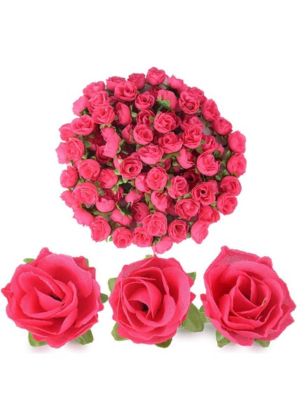 100 Adet 3 Cm'lik Yapay Bitki Gülleri Pembe Kırmızı (Yurt Dışından)