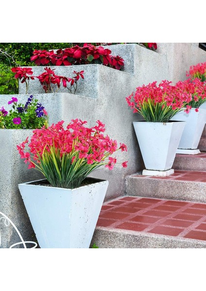 6 Adet Yapay Dekoratif Plastik Çiçek Pembe Kırmızı (Yurt Dışından) fiyatları