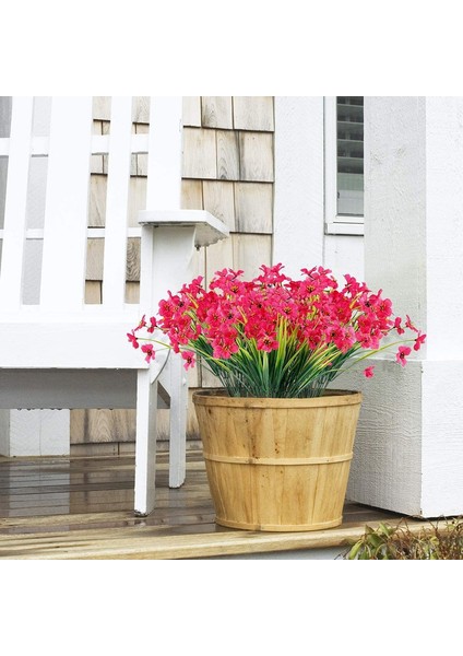 6 Adet Yapay Dekoratif Plastik Çiçek Pembe Kırmızı (Yurt Dışından) fırsatları