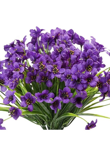 6 Adet Yapay Dekoratif Plastik Çiçek Mor (Yurt Dışından)