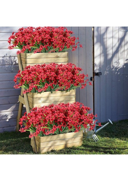 6 Adet Yapay Dekoratif Plastik Çiçek Kırmızı (Yurt Dışından) fırsatları