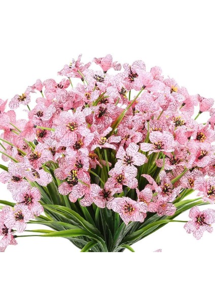 6 Adet Yapay Dekoratif Plastik Çiçek Pembe (Yurt Dışından)