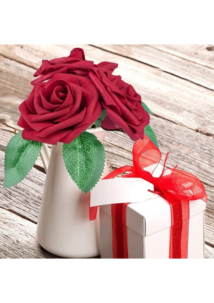 50 Adet Yapay Gül Çiçeği Koyu Kırmızı (Yurt Dışından) modelleri
