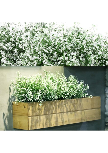 12 Set Yapay Çalı Bitki Çiçeği Beyaz (Yurt Dışından)