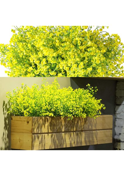 12 Set Yapay Çalı Bitki Çiçeği Sarı (Yurt Dışından)