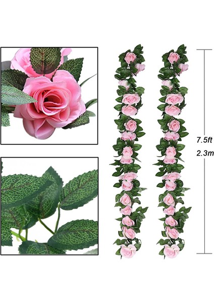 2'li Yapay Asma Çiçek Gül Çelenk Seti 2*2.3 M 16, Açık Pembe (Yurt Dışından) modelleri