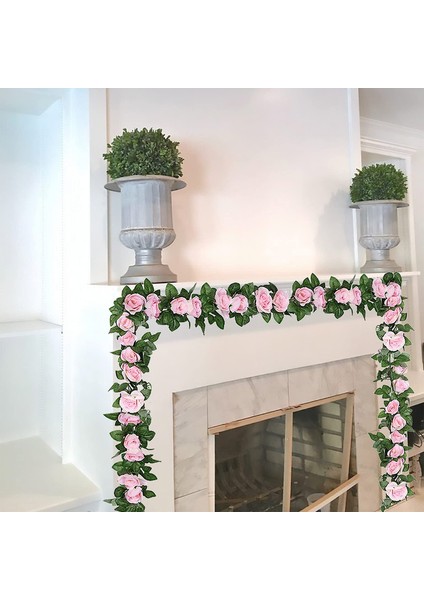 2'li Yapay Asma Çiçek Gül Çelenk Seti 2*2.3 M 16, Açık Pembe (Yurt Dışından) indirimleri