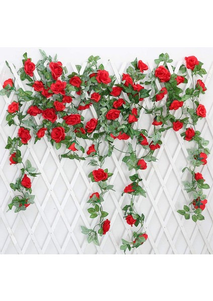 2 Paket 7,2 Fit Yapay Pembe Çelenk Asma Sarmaşıkları Kırmızı (Yurt Dışından)