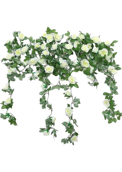 2 Paket 7,2 Fit Yapay Pembe Çelenk Asma Sarmaşıkları Beyaz (Yurt Dışından)