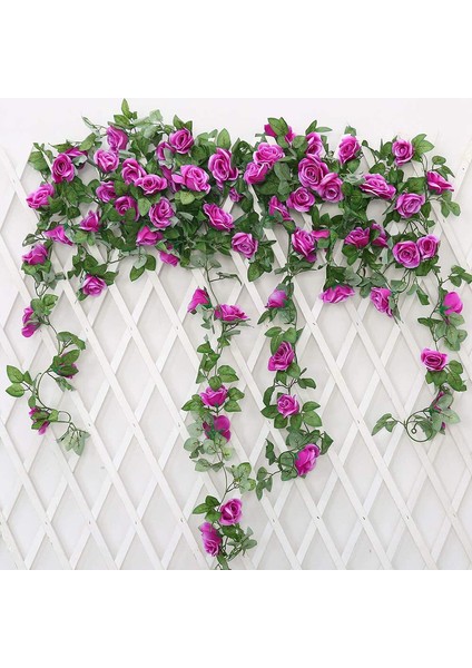 2 Paket 7,2 Fit Yapay Pembe Çelenk Asma Sarmaşıklar Mor (Yurt Dışından)