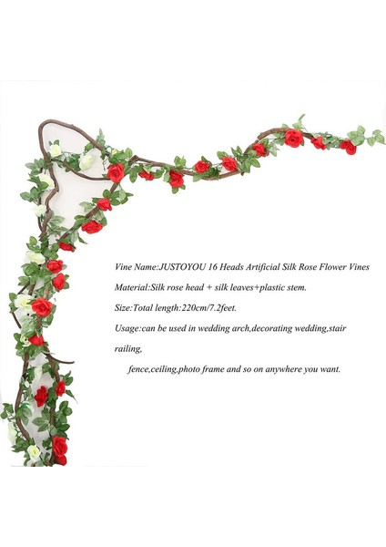 2 Paket 7,2 Fit Yapay Pembe Çelenk Asma Sarmaşıklar Pembe Kırmızı (Yurt Dışından) indirimleri