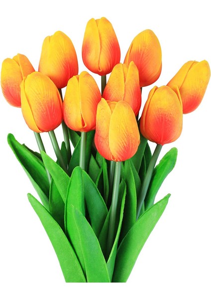 10 Yapay Çiçek Lale Turuncu (Yurt Dışından)