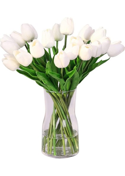 20 Adet Yapay Çiçek Lale Beyaz (Yurt Dışından)