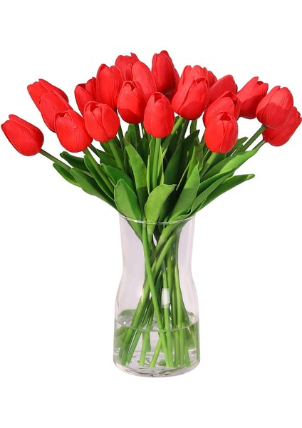 20 Yapay Çiçek Lale Kırmızı (Yurt Dışından)