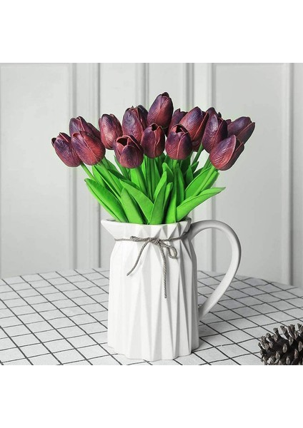 10 Yapay Çiçek Lale Kırmızı Şarap (Yurt Dışından) modelleri