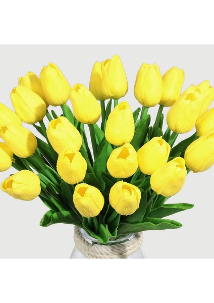 10 Yapay Çiçek Lale Sarı (Yurt Dışından)