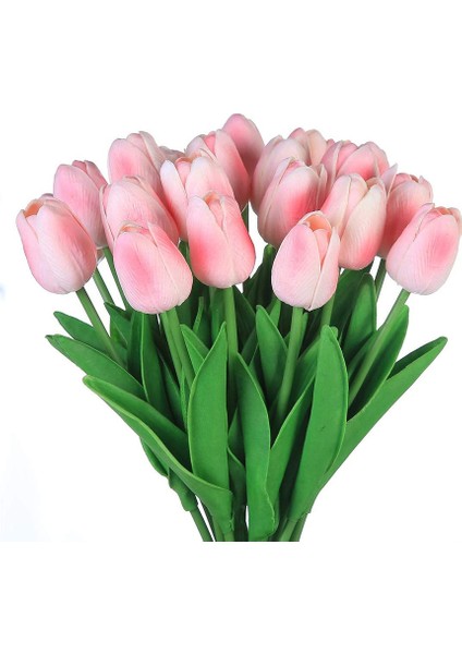 10 Adet Yapay Çiçek Lale Pembe Etli (Yurt Dışından)