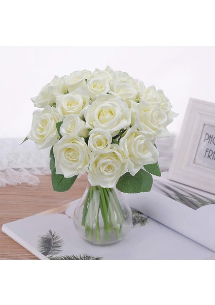 2 x 18 Baş Yapay Gül Buketi （lait Blanc） (Yurt Dışından)