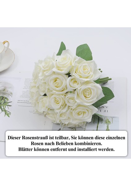 2 x 18 Baş Yapay Gül Buketi （lait Blanc） (Yurt Dışından) modelleri