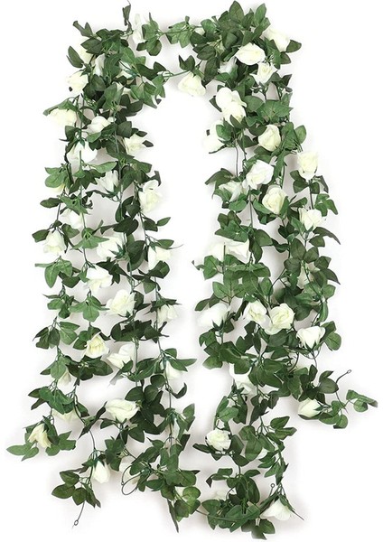 4 x 220 cm Yapay Gül Sarmaşığı Asma Çelenk 16 Beyaz Gül (Yurt Dışından)