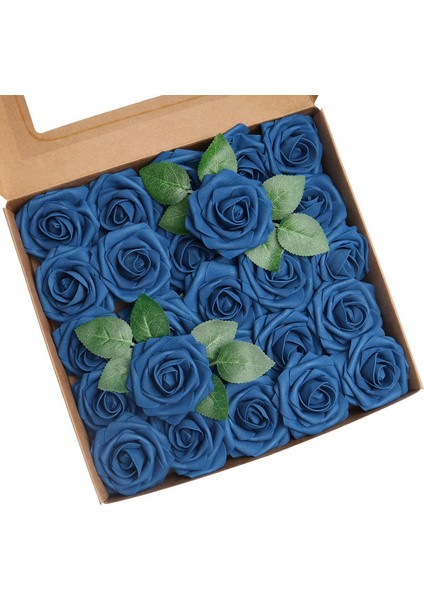 25 Adet Yapay Gül Saplı Köpük Gül Kraliyet Mavisi (Yurt Dışından)