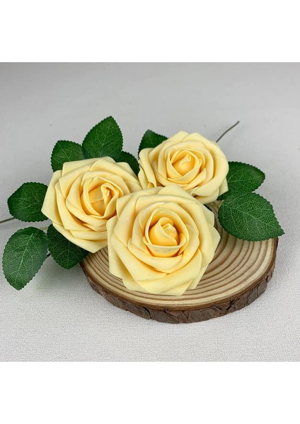 25 Adet Yapay Gül Saplı Köpük Gül Kremsi Sarı (Yurt Dışından) fiyatları