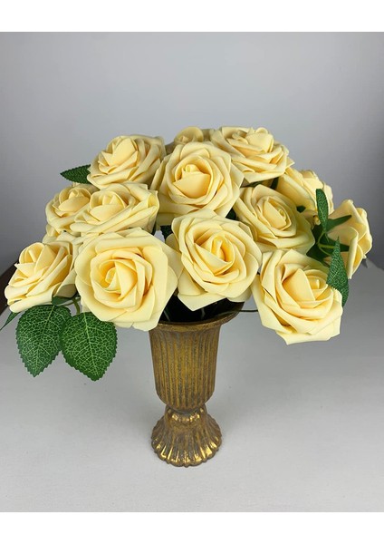 25 Adet Yapay Gül Saplı Köpük Gül Kremsi Sarı (Yurt Dışından) fırsatları