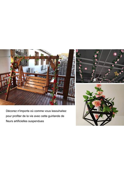 2 x 220 cm Yapay Gül Sarmaşığı Asma Çelenk 16 Gül, Kırmızı (Yurt Dışından) fiyatları