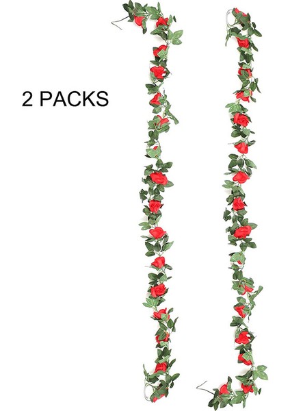 2 x 220 cm Yapay Gül Sarmaşığı Asma Çelenk 16 Gül, Kırmızı (Yurt Dışından) modelleri