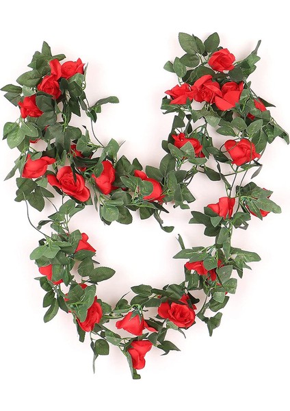 2 x 220 cm Yapay Gül Sarmaşığı Asma Çelenk 16 Gül, Kırmızı (Yurt Dışından) indirimleri