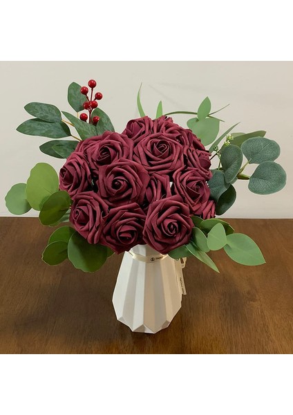 25 Adet Yapay Gül Saplı Köpük Gül Bordo (Yurt Dışından) fiyatları