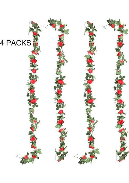 4 x 220 cm Yapay Gül Sarmaşığı Asma Çelenk 16 Gül, Kırmızı (Yurt Dışından) indirimleri