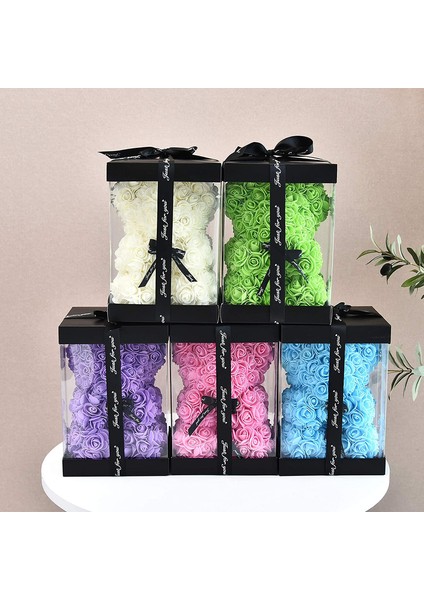 Rose Ayı Hediyesi Şeffaf Bir Hediye Kutusu ile Birlikte Gelir Süt Beyazı, 25CM (Yurt Dışından) modelleri