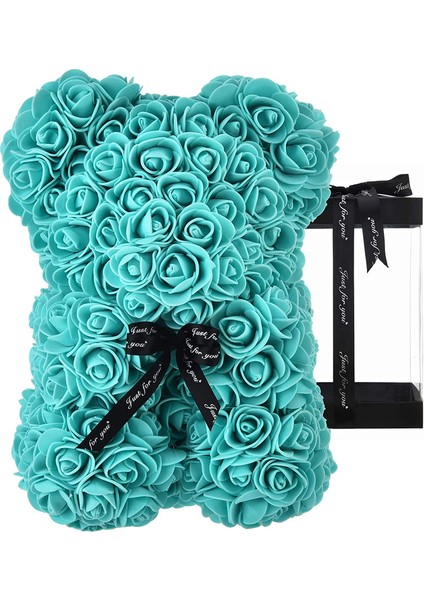 Rose Ayı Hediyesi Şeffaf Bir Hediye Kutusu ile Birlikte Gelir （tiffany Mavisi, 25CM） (Yurt Dışından)