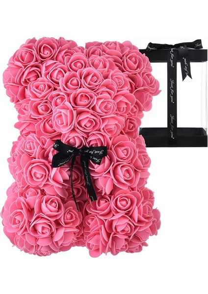 Rose Ayı Hediyesi Şeffaf Bir Hediye Kutusu ile Birlikte Gelir （ROSE,25CM） (Yurt Dışından)