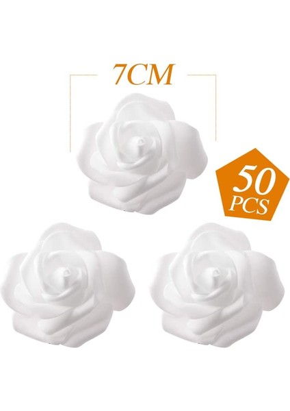 50 Adet Yapay Gül Başlık 7cm Beyaz (Yurt Dışından) fiyatları