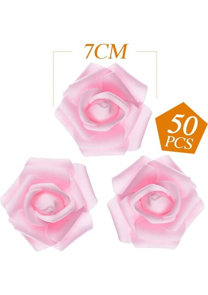 50 Adet Yapay Gül Başlık 7cm Açık Pembe (Yurt Dışından) fiyatları