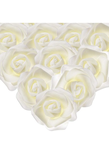 50 Adet Yapay Gül Başlık 7cm Sütlü (Yurt Dışından)