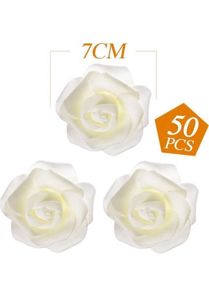 50 Adet Yapay Gül Başlık 7cm Sütlü (Yurt Dışından) fiyatları