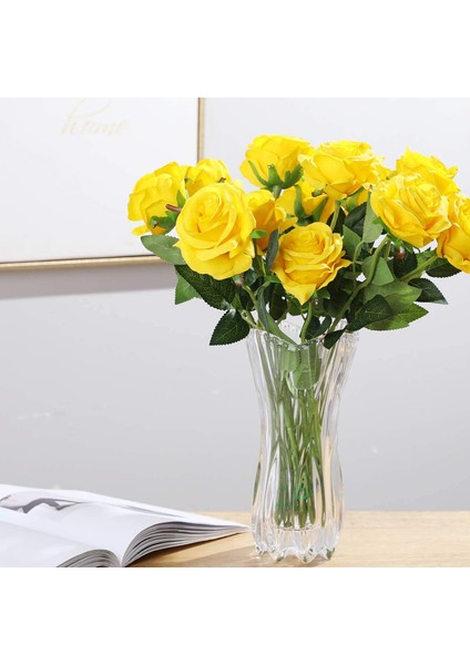 10 Adet Yapay Gül Buketi Sarı Çiçek Açan Güller (Yurt Dışından) modelleri