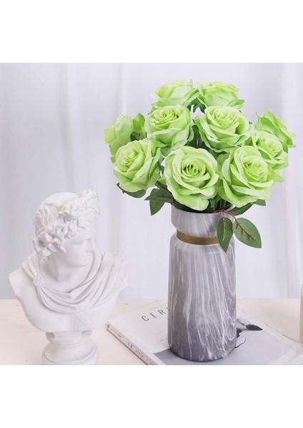 10 Adet Yapay Gül Ipek Çiçek Çiçek Buketleri Yeşil Çiçek Açan Güller (Yurt Dışından) modelleri