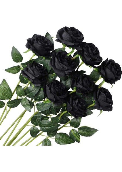 10 Adet Yapay Gül Buketi Siyah Çiçek Açan Güller (Yurt Dışından)