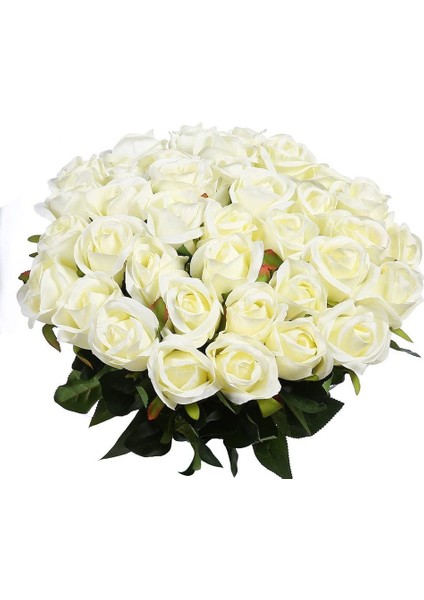 10 Adet Yapay Gül Ipek Çiçek Çiçek Buketleri Beyaz Düğmede Güller (Yurt Dışından)